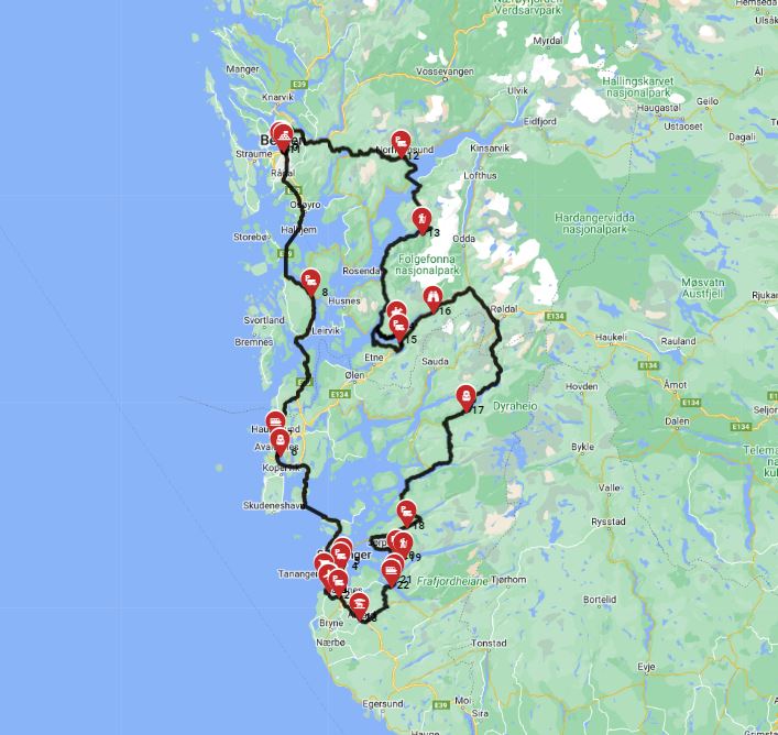 Map for Stavanger Round Trip - Coastal Charms  Adventure Thrills